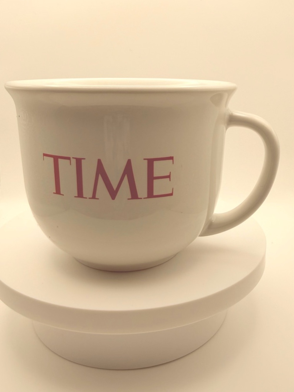 Branded White Ceramic Mug with Pink Logo